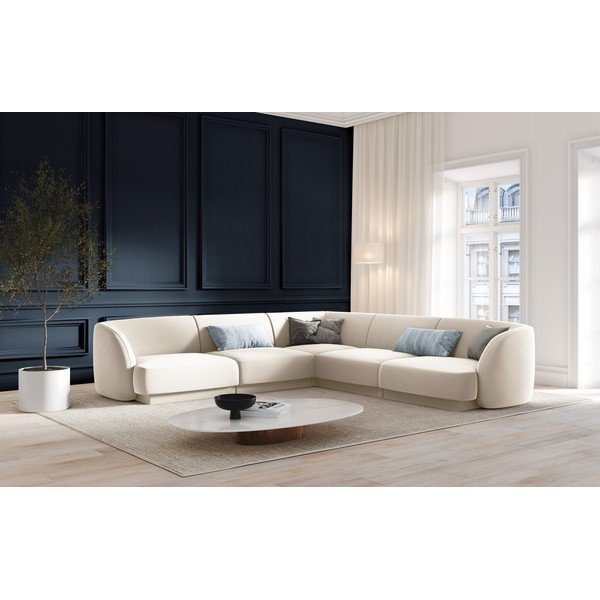 Smėlio spalvos aksominė kampinė sofa Miley - Micadoni Home-image-1