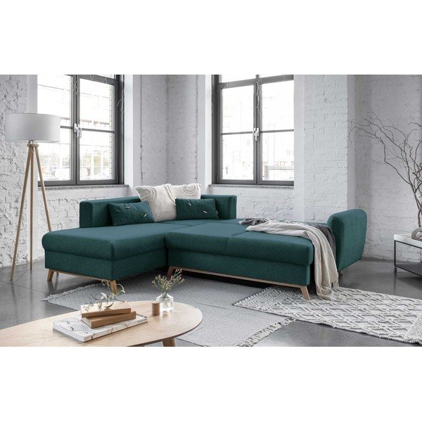 Turkio spalvos sofa-lova Miuform Scandic Lagom L, kairysis kampas-image-4