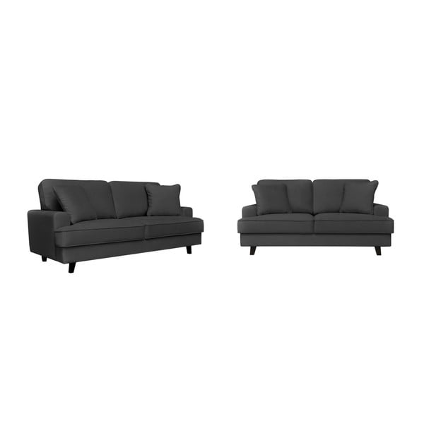 2 tamsiai pilkos spalvos sofų rinkinys dviems ir trims rinkinys Cosmopolitan design Berlin
