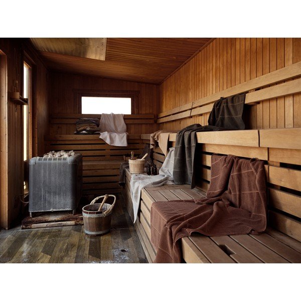 Šviesiai rudos spalvos iš frote audinio iš medvilnės rankšluostis 50x100 cm Sauna – Zone-image-1