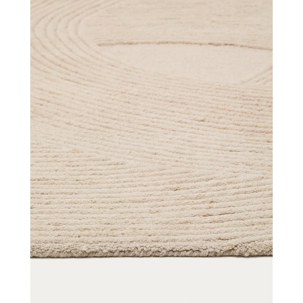 Rankų darbo iš vilnos kilimas kreminės spalvos 200x300 cm Domm – Kave Home-image-2