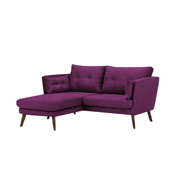 Violetinė trijų vietų sofa "Mazzini Sofas Elena", su šezlongu kairiajame kampe