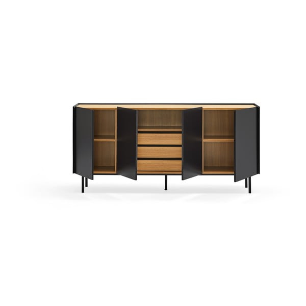 Žema šoninė spintelė juodos spalvos iš ąžuolo 165x78 cm Arista – Teulat-image-2