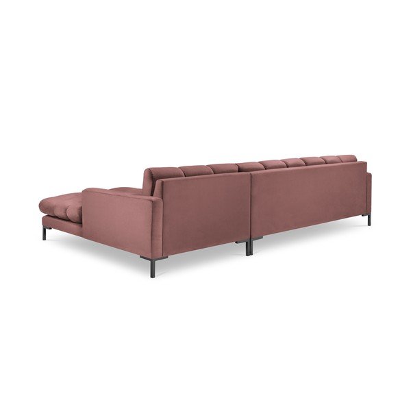 Rožinė aksominė kampinė sofa Cosmopolitan Design Bali, kampas dešinėje-image-4