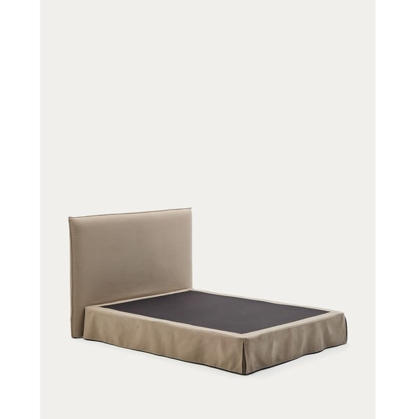 Taupe spalvos dvigulė lova audiniu dengta 160x200 cm Jaira – Kave Home-image-3