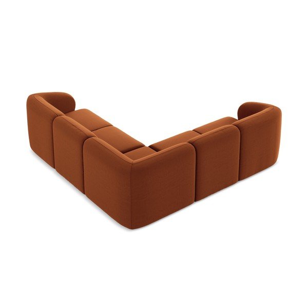 Terakotos spalvos kampinė sofa iš velveto Lani – Makamii-image-3