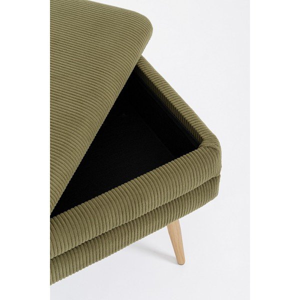 Žalios spalvos paminkštinto audinio suolas Olga – Bizzotto-image-1