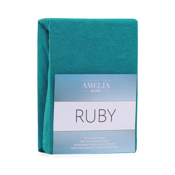 AmeliaHome Ruby Siesta turkio spalvos elastinga paklodė dvigulei lovai, 180/200 x 200 cm-image-1