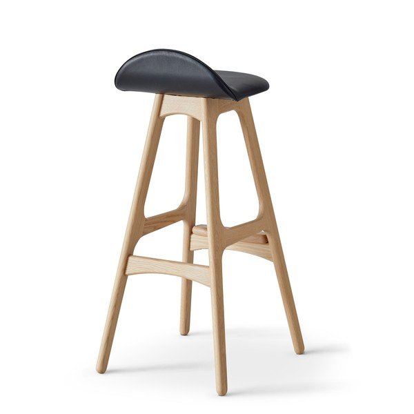 Juodos/natūralios odos sukamoji baro kėdė 86 cm Buck - Hammel Furniture-image-2