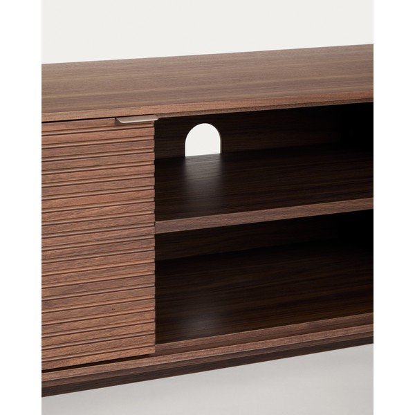 Tamsios natūralios spalvos TV spintelė iš riešutmedžio 150x46x40 cm Norlen – Kave Home-image-2