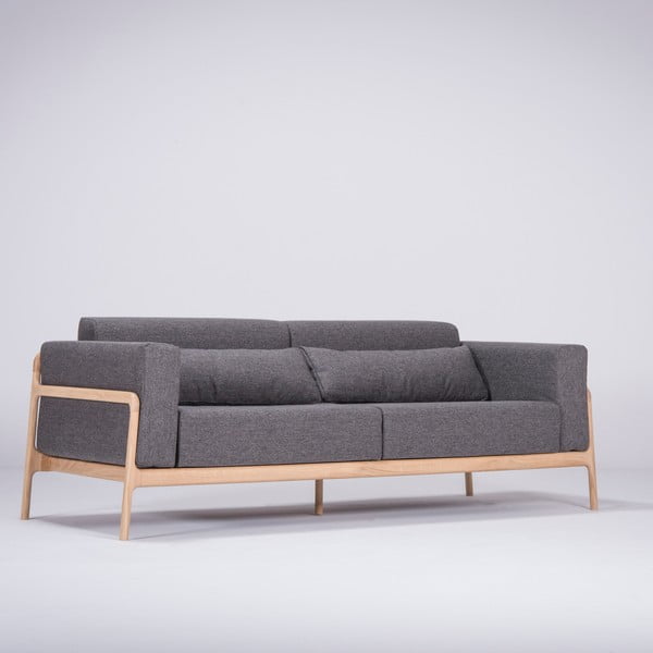 Tamsiai pilka sofa su ąžuolo konstrukcija Gazzda Fawn, 210 cm-image-3
