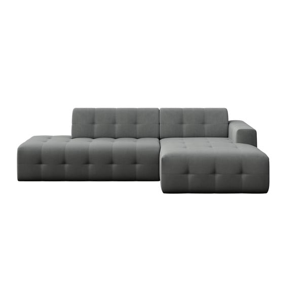 Pilkos spalvos iš velveto kampinė sofa (su dešiniuoju kampu/su gultu) Tuil – Rodier