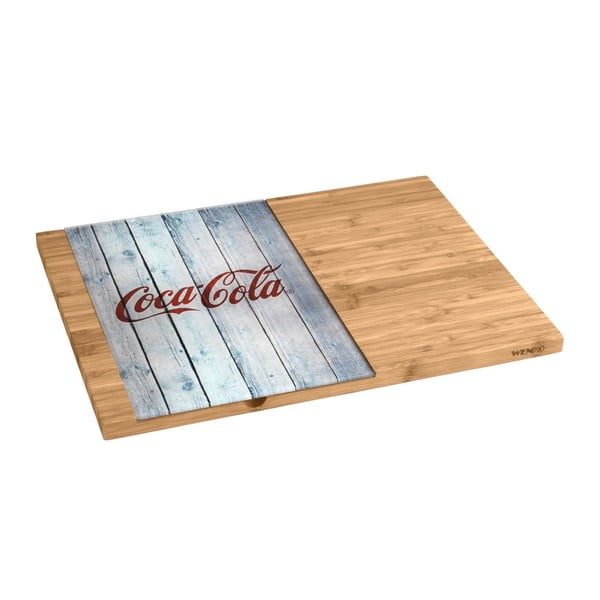 Bambukinė pjaustymo lentelė su stikline dalimi "Wenko Coca-Cola World