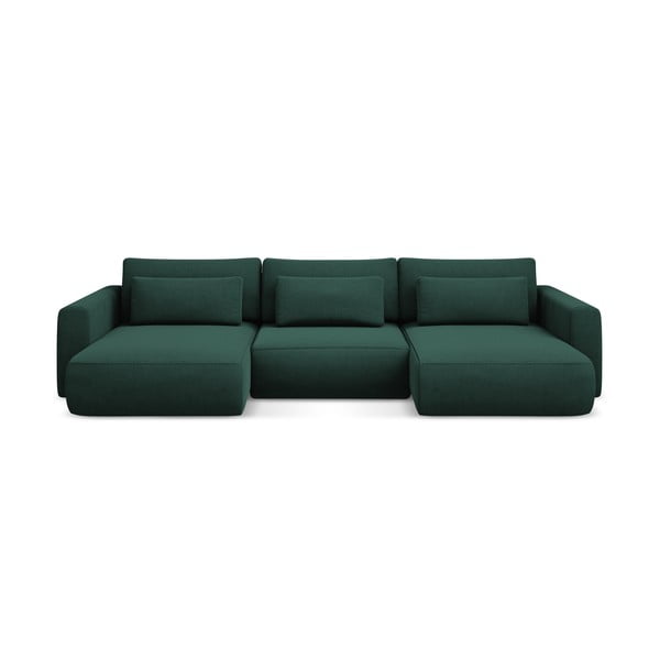 Žalios spalvos sulankstoma/su sandėliavimo vieta kampinė sofa („U“ formos) Kapua – Makamii
