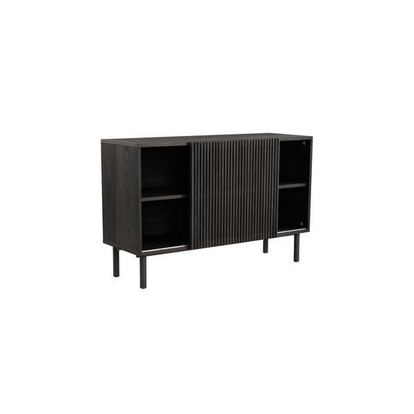 Juodos spalvos spintelė iš uosio su stumdomomis durimis 124x80x45 cm Sion – Jotex-image-2