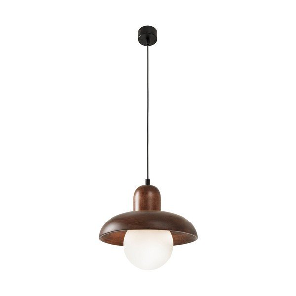 Rudos spalvos kabantis šviestuvas ø 25 cm su mediniu gaubtu Elsa – Opviq lights