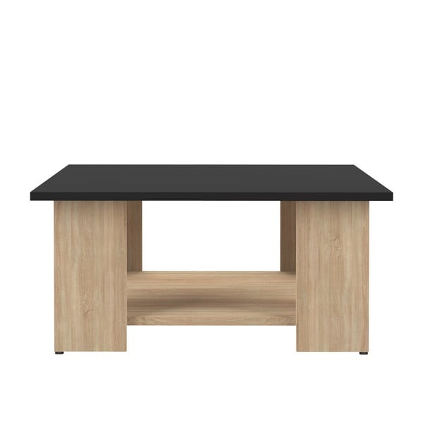 Ąžuolo dekoro staliukas su juodu stalviršiu 67x67 cm Square - TemaHome 