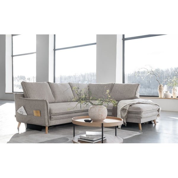 Sulankstoma kampinė sofa smėlio spalvos (su dešiniuoju kampu) Charming Charlie – Miuform-image-3