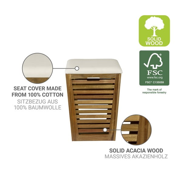 Tamsios natūralios spalvos iš medžio skalbinių krepšys 55 l Fondi – Wenko-image-2