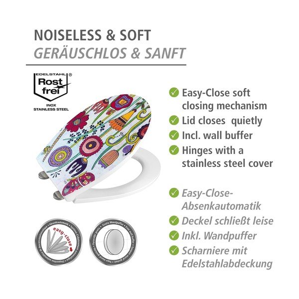 Tualeto sėdynė Easy-close funkcija 37 x 44,5 cm Rollin'Art Full Bloom – Wenko-image-4