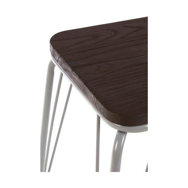 Pilkos spalvos/tamsios natūralios spalvos iš guobos masyvo taburetė District – Premier Housewares-image-4
