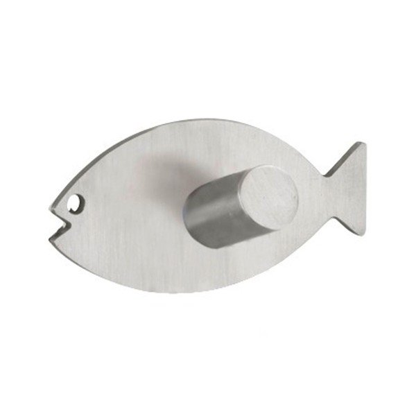 Sidabrinės spalvos savaime išsilaikantis sieninis kabliukas Wenko Fish-image-1