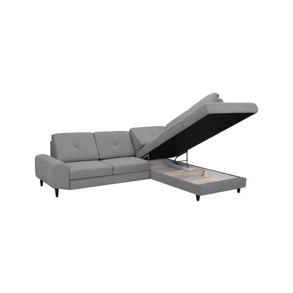 Šviesiai pilka kampinė sofa-lova su daiktų laikymo vieta "Windsor & Co Sofos", dešinysis kampas Beta-image-4
