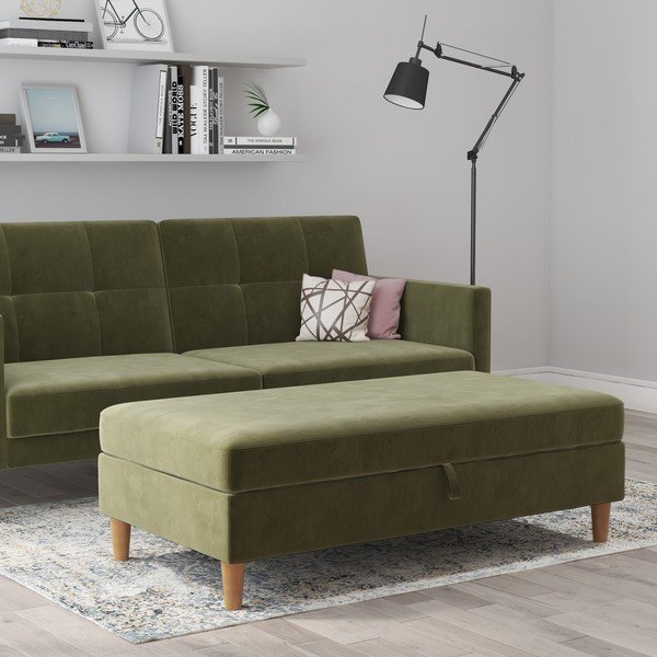 Iš velveto taburetė žalios spalvos Lilly – Støraa-image-3