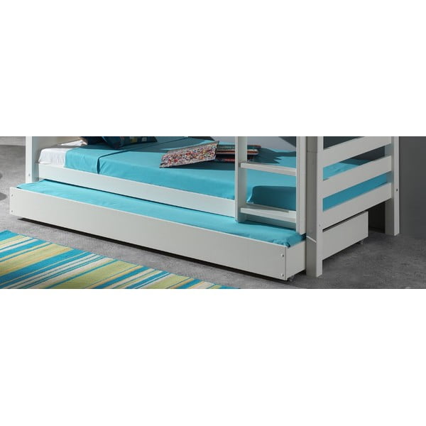 Dviauktė iš pušies masyvo vaikiška lova baltos spalvos su sandėliavimo vieta 140x200/90x200 cm SCOTT – Vipack-image-4