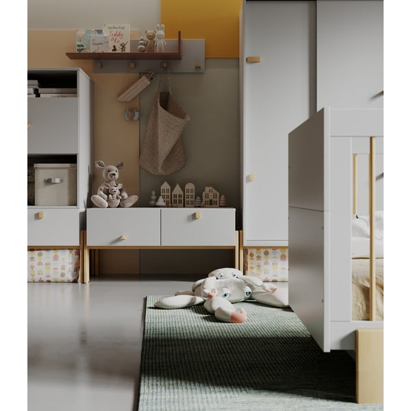 Šviesiai pilka žema vaikiška komoda 100x25 cm Cube - Pinio-image-1