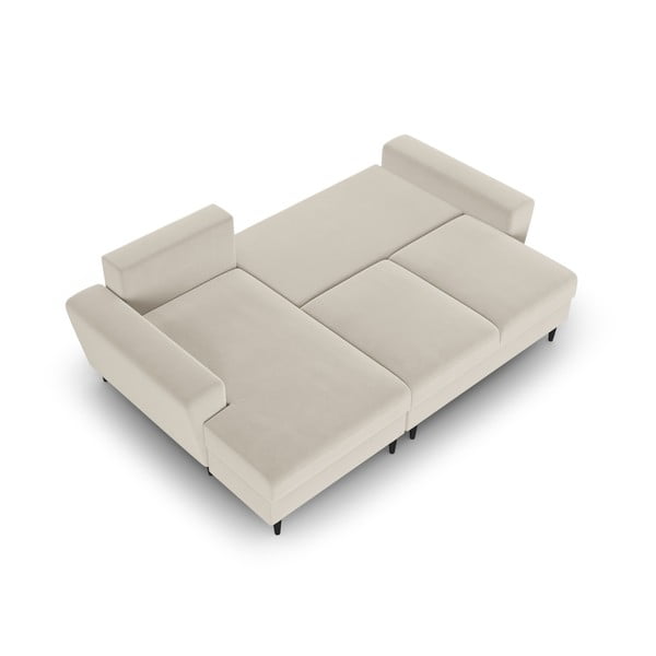 Smėlio spalvos iš velveto sulankstoma/su sandėliavimo vieta kampinė sofa (su kairiuoju kampu/su gultu) Kyoto – Cosmopolitan Design-image-2