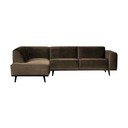Pilkos spalvos/rudos spalvos iš velveto kampinė sofa (su kairiuoju kampu/„L“ formos) Statement – WOOOD