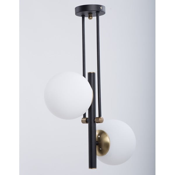 Lubinis šviestuvas juodos ir baltos spalvos ø 15 cm su stiklo gaubtu Libra – Squid Lighting-image-2