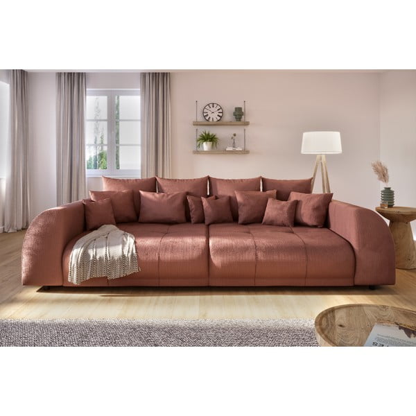 Raudonos plytų spalvos iš kordinio velveto sofa 310 cm Vanessa – Ropez-image-1
