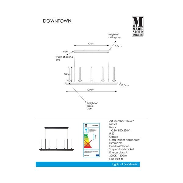 Juodas pakabinamas šviestuvas Markslöjd Downtown-image-2