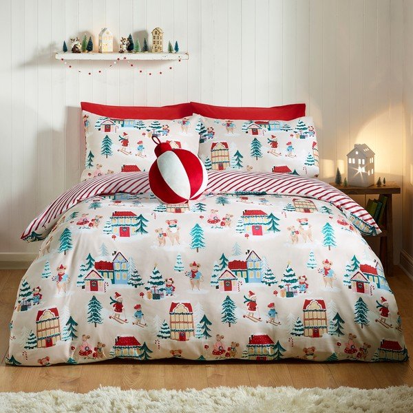 Dvigulė patalynė 230x220 cm Christmas Mouse Town – Catherine Lansfield