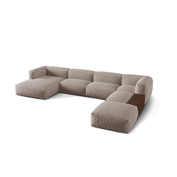 Modulinė kampinė sofa smėlio spalvos (su dešiniuoju kampu/„U“ formos) Martina – Micadoni Home-image-2
