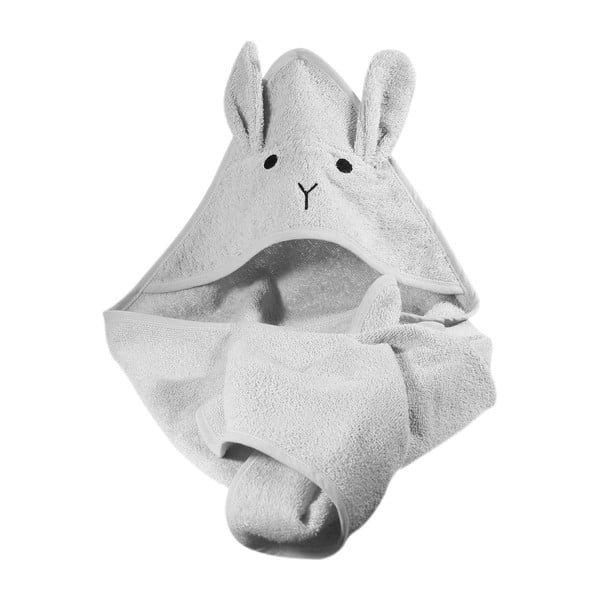Iš medvilnės vaikiškas rankšluostis su gobtuvu pilkos spalvos 76x76 cm Rabbit – Kindsgut-image-4