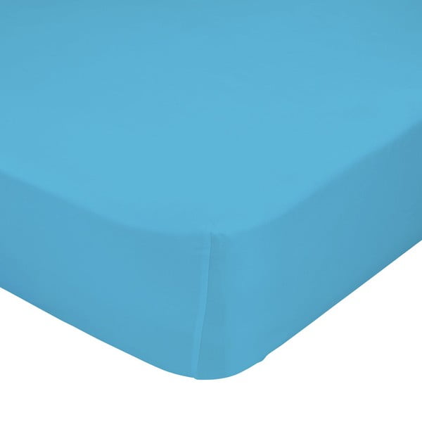 Mėlyna turkio spalvos elastinga paklodė iš grynos medvilnės, 70 x 140 cm