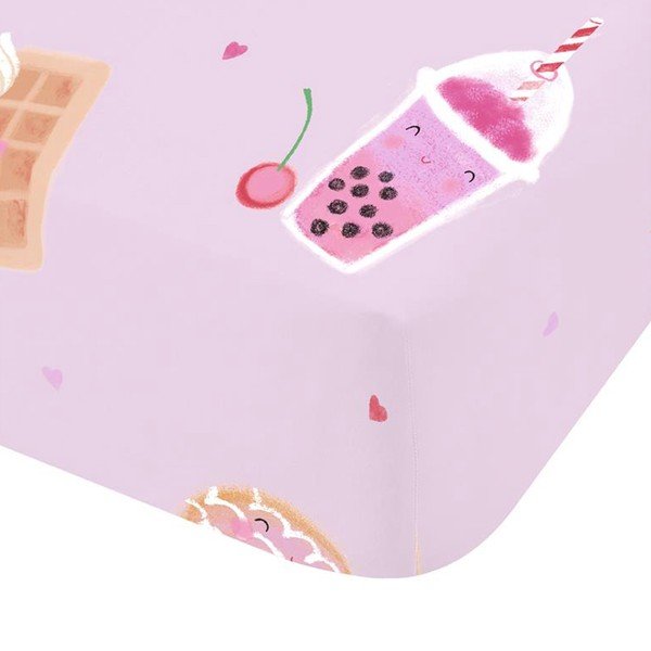 Rožinės spalvos viengulė vaikų patalynė su guma 90x190 cm Sweet Treats – Catherine Lansfield