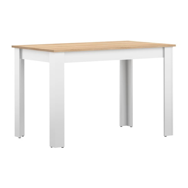 Baltas valgomojo stalas su buko medienos stalviršiu TemaHome Nice, 110 x 70 cm