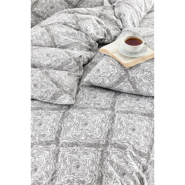 Pilkos spalvos dvigulė/itin ilga patalynė su paklode/4 dalių 200x220 cm Geometric – Mila Home-image-2