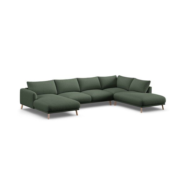 Žalios spalvos kampinė sofa („U“ formos) Naomi – Micadoni 