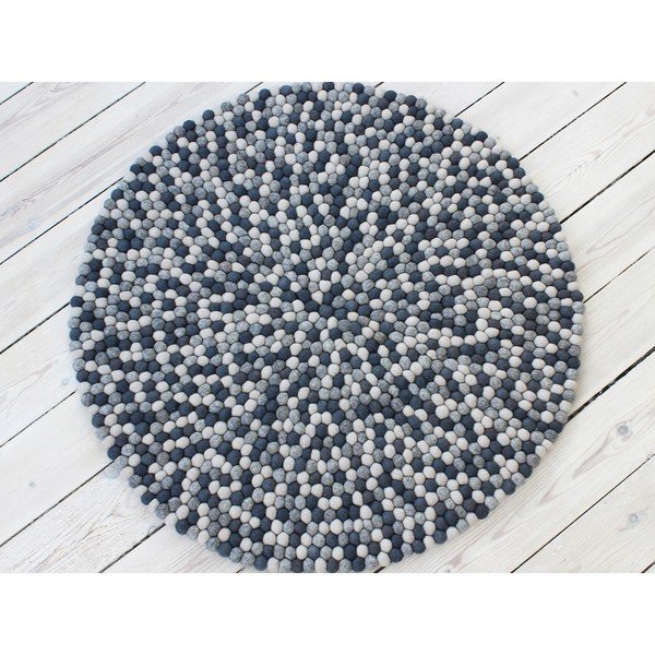 Tamsiai pilkas vilnos kilimas Wooldot Ball Rugs, ⌀ 200 cm-image-1