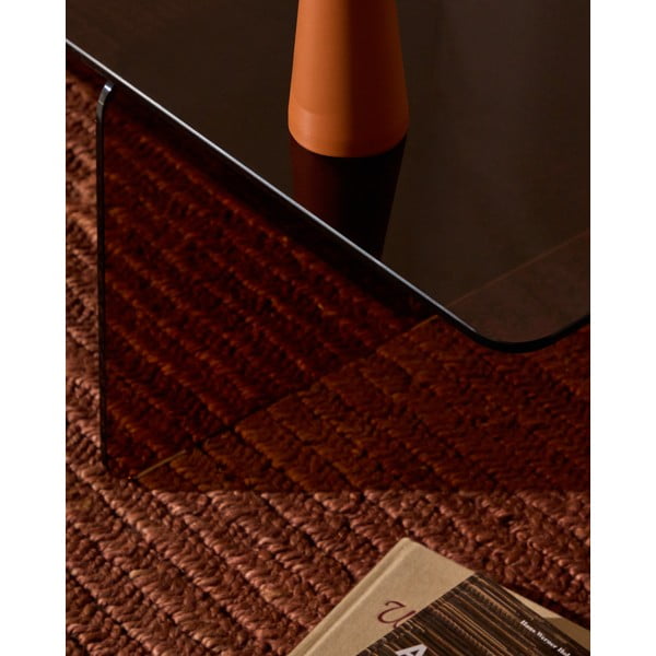 Rudos spalvos iš stiklo kavos staliukas 60x120 cm Zaren – Kave Home-image-2