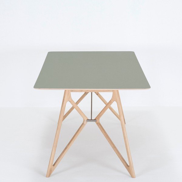 Valgomojo stalas iš ąžuolo masyvo su žaliu stalviršiu "Gazzda Tink", 220 x 90 cm-image-3