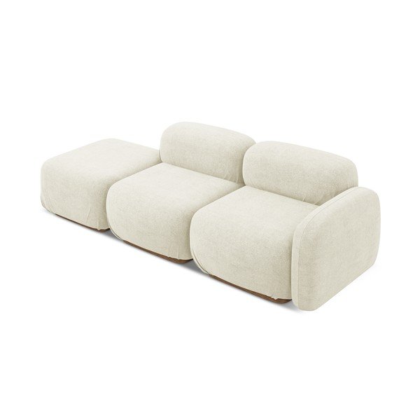 Kreminės spalvos iš boucle modulinis gultas (su kairiuoju kampu) Ailani – Makamii-image-3