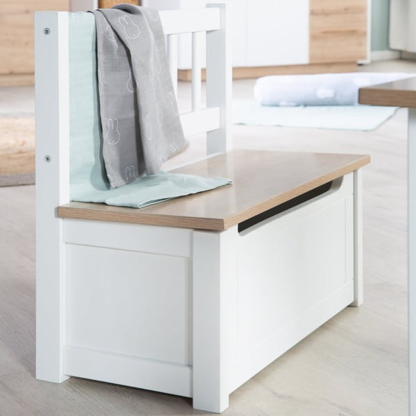 Baltos spalvos vaikiškas suoliukas Woody – Roba-image-3