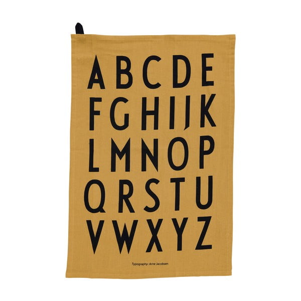 Geltonas medvilninis rankšluostis Design Letters Alphabet, 40 x 60 cm