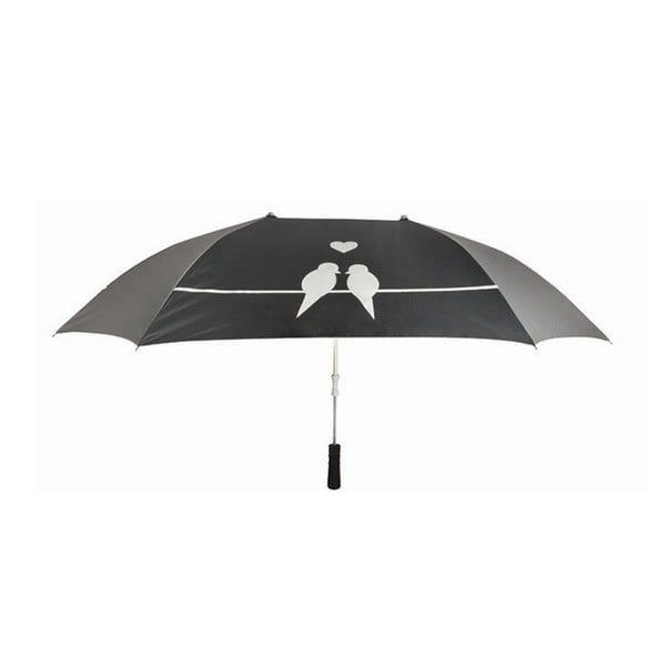 Juodas skėtis dviem asmenims Esschert Design Love Birds, ⌀ 128 cm